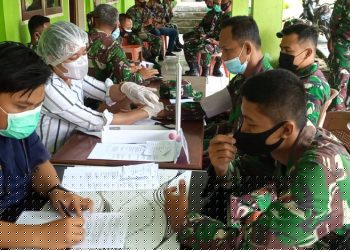 Kodim/1807 Sorsel Kerahkan 100 Personilnya disuntik vaksin COVID-19 Tahap 2