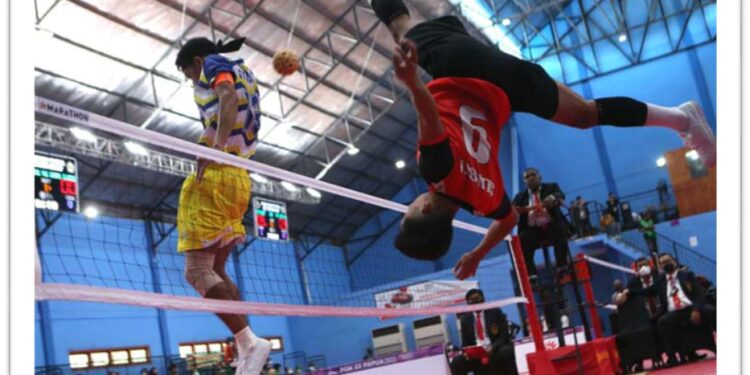 Tumbangkan Sulsel, Jatim Raih Emas Sepak Takraw Putra Nomor Tim Double Event
