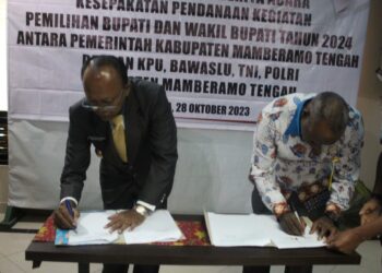 Pemkab Mamberamo Tengah Tandatangani NPHD Pendanaan Pilkada Tahun 2024