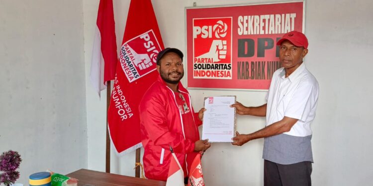Bakal Calon Bupati Biak Numfor Anton Mansnembra dan Calon Wakil H.ABD Rahman, Resmi Daftar ke Parta PSI