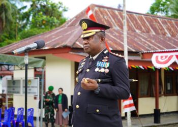 Upacara HUT Kemerdekaan RI Ke-79 di Distrik Kemtuk Gresi’ Irup Upacara oleh Kapolres Jayapura