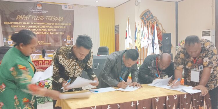 KPU Sarmi Tetapkan Paslon No. Urut 01 DJ, Unggul Pilkada Sarmi dengan Mengantongi 13.521 Suara