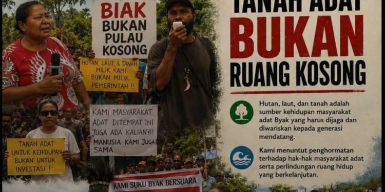 Mananwir Byak Diajak Bersatu Jaga Tanah Adat Warbon, Besok Penancapan Salib Merah di Lokasi Bandara Antariksa